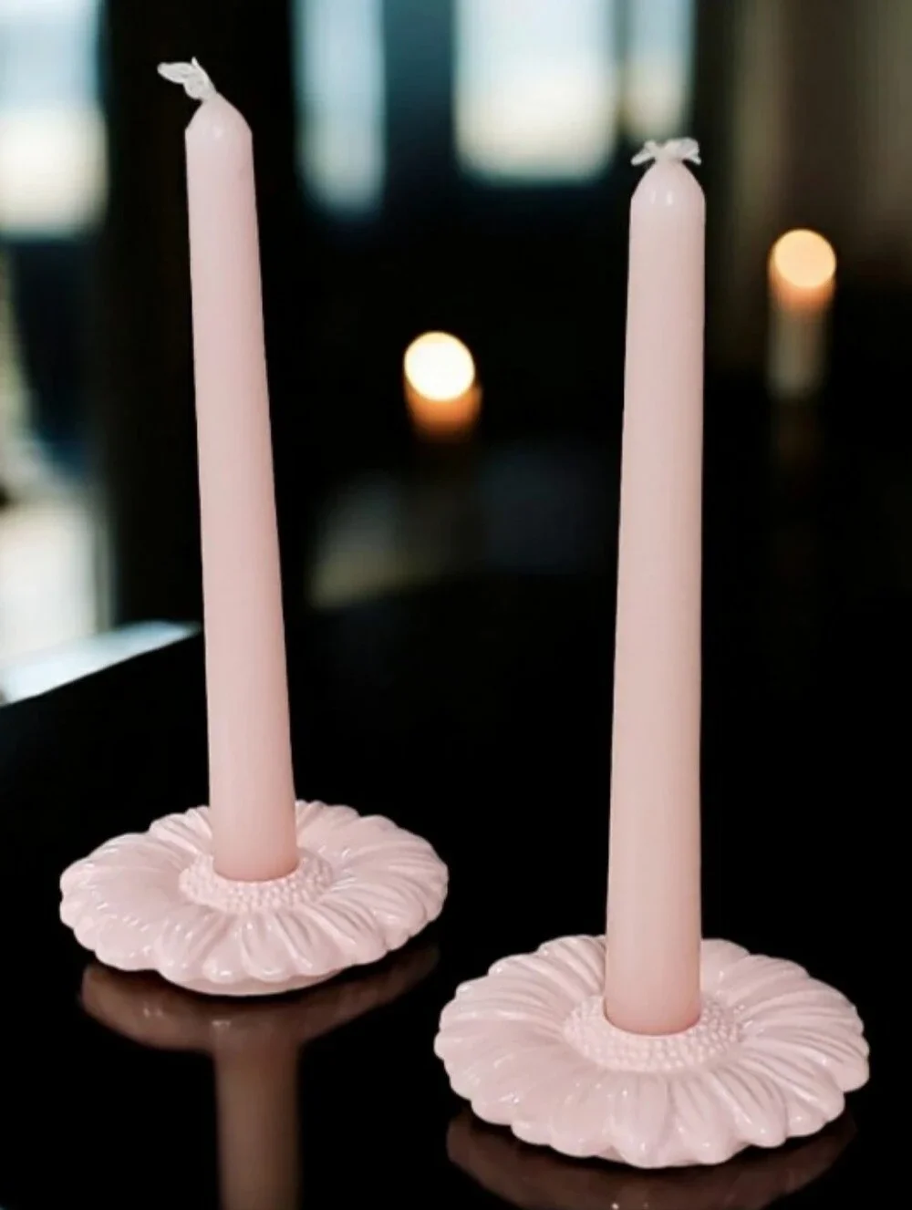Vintage Avon Pink Fancy Flower Candle Holders & Scented Candles NEW 1985